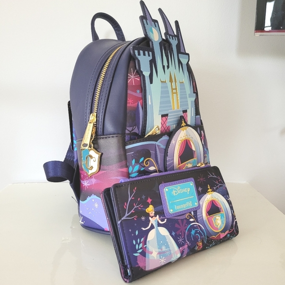 DISNEY X LOUNGEFLY Cinderella Castle Backpack & Wallet Matching Bundle - Picture 11 of 16